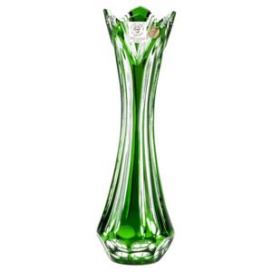 Krištáľová váza Lotos, farba zelená, výška 205 mm