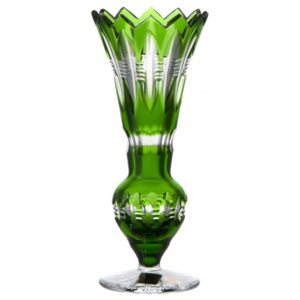 Krištáľová váza Brilant, farba zelená, výška 180 mm
