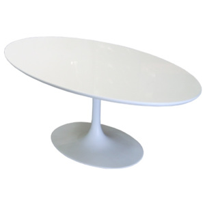 Design2 Stôl Fiber ovál 200-120 biely MDF