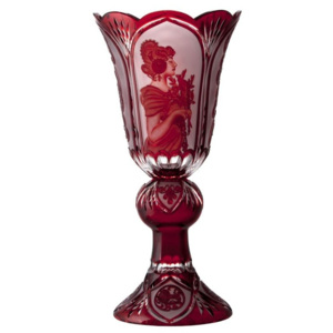 Krištáľová váza Mucha, farba rubínová, výška 505 mm