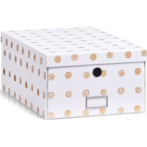Zeller úložný box s vekom biely so zlatými bodkami 17553