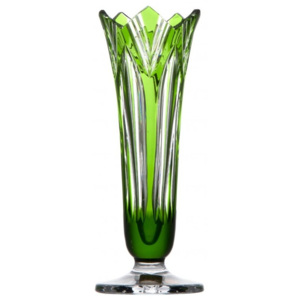 Krištáľová váza Lotos, farba zelená, výška 175 mm