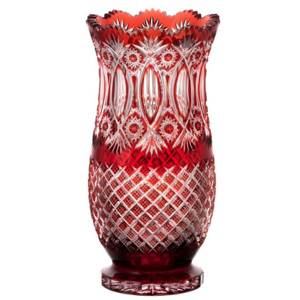 Krištáľová váza, farba rubínová, výška 305 mm