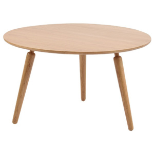 Prírodný konferenčný stolík z dubového dreva Folke Cappuccino, výška 45 cm × ∅ 80 cm