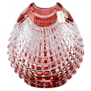 Krištáľová váza Quadrus, farba rubínová, výška 135 mm