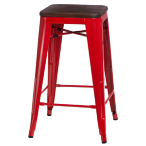 Design2 Barová stolička Paris Wood 65cm červená sosna orech