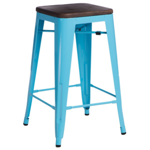 Design2 Barová stolička Paris Wood 65cm modrá sosna orech