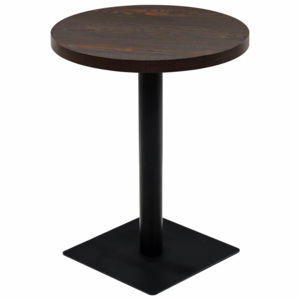 Bistro stolík, MDF a oceľ, okrúhly, 60x75 cm, tmavý popolový