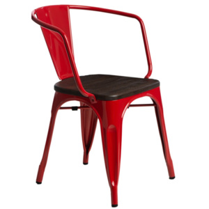 Design2 Stoličky Paris Arms Wood červená sosna kartáčovaná
