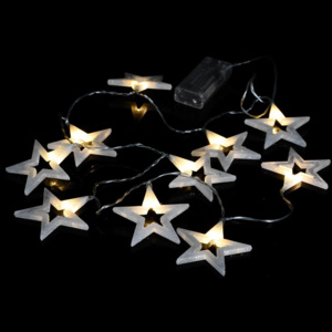 Vianočné dekoratívne osvetlenie - trblietavé hviezdy - 10 LED teplá biela