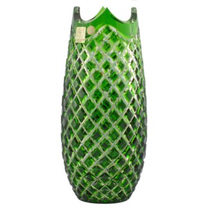 Krištáľová váza Quadrus, farba zelená, výška 230 mm