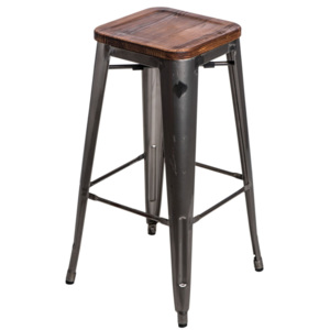 Design2 Barová stolička Paris Wood 75cm metalická sosna