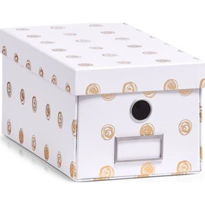 Zeller úložný box s vekom biely so zlatými bodkami 17550