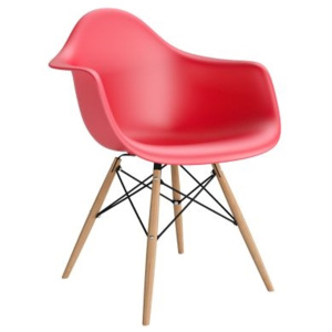 Design2 Stoličky P018V PP červená, drevené nohy HF