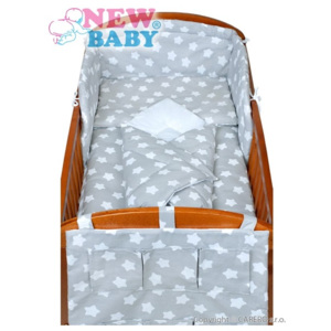 5-dielne posteľné obliečky New Baby 90/120 cm hviezdičky sivé