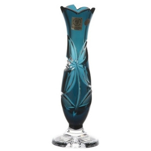 Krištáľová váza Linda, farba azúrová, výška 180 mm