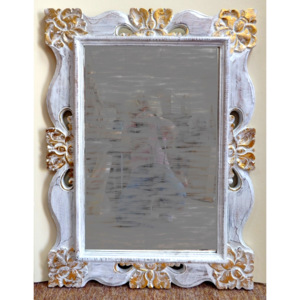 Zrkadlo biele/zlatá drevo 80x60cm