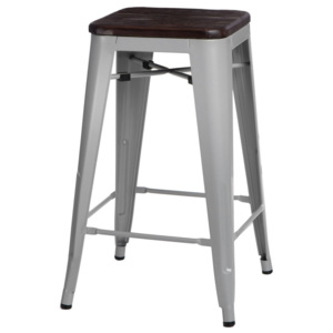 Design2 Barová stolička Paris Wood 65cm šedá sosna kartáčovaná