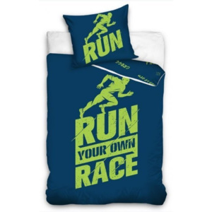 Obliečky Licenčné perkálové Run Race Modré 140x200