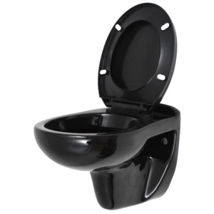 Závesné WC so sedadlom s pomalým sklápaním, keramické, čierne