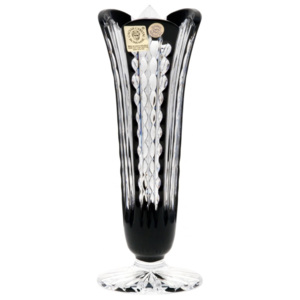 Krištáľová váza Akiko, farba čierna, výška 175 mm