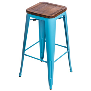 Design2 Barová stolička Paris Wood 75cm modrá sosna