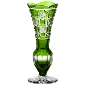 Krištáľová váza Lada, farba zelená, výška 180 mm