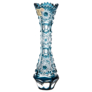 Krištáľová váza Petra, farba azúrová, výška 205 mm