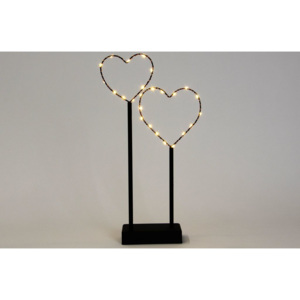 Vianočná LED dekorácia - kovové srdce - 25 LED čierna