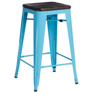 Design2 Barová stolička Paris Wood 75cm modrá sosna kartáčovaná