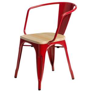 Design2 Stoličky Paris Arms Wood červená prírodná sosna
