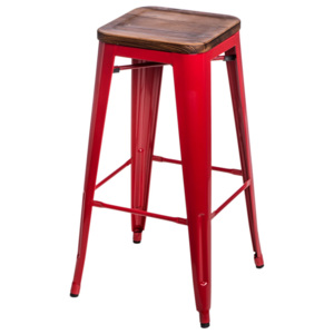 Design2 Barová stolička Paris Wood 75cm červená sosna