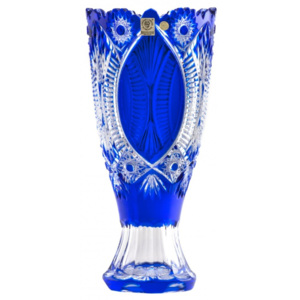 Krištáľová váza Derby panel, farba modrá, výška 255 mm