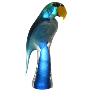 Papagáj, hutné sklo, výška 290 mm