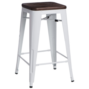 Design2 Barová stolička Paris Wood 65cm biela sosna kartáčovaná