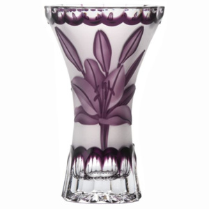 Krištáľová váza Ľalia, farba fialová, výška 155 mm