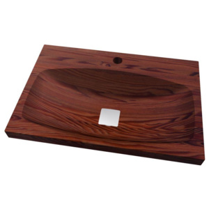 D-DELUXE PURE 3d, drevené umývadlo zapustené do dosky s otvorom pre batériu, 60x40x4/12cm