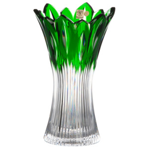 Krištáľová váza Flame, farba zelená, výška 255 mm