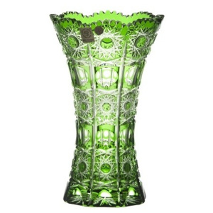 Krištáľová váza Petra, farba zelená, výška 205 mm