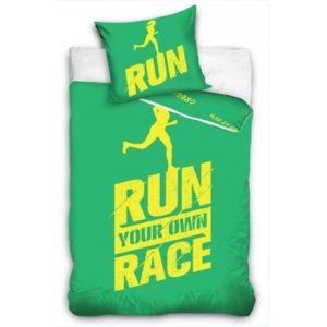 Obliečky Licenčné perkálové Run Race Zelené 140x200
