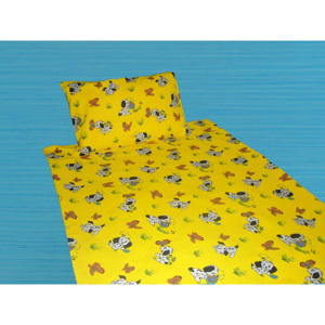 Dadka Obliečok bavlna Psík s motýľom žltej 90x130, 45x60 cm