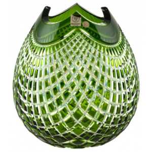 Krištáľová váza Quadrus, farba zelená, výška 210 mm
