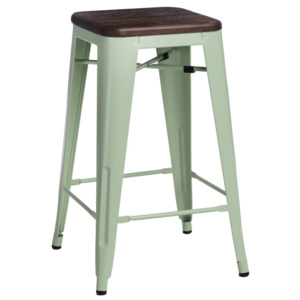 Design2 Barová stolička Paris Wood 65cm zelená sosna kartáčovaná