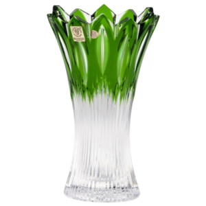 Krištáľová váza Flame II, farba zelená, výška 205 mm