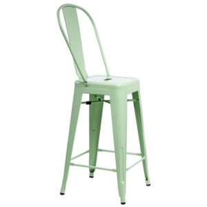 Design2 Barová stolička Paris Back zelená inšpirovaná Tolix