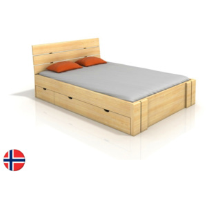 Manželská posteľ 160 cm Naturlig Tosen High Drawers (borovica) (s roštom). Akcia -15%. . Vlastná spoľahlivá doprava až k Vám domov