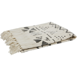 Sivobiely pléd z čistej bavlny De Eekhoorn Stamp, 130 × 170 cm