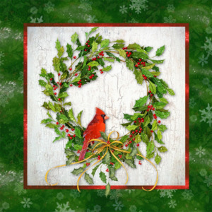 Balenie 10 papierových obrúskov s vianočným motívom PPD Holly & Cardinal