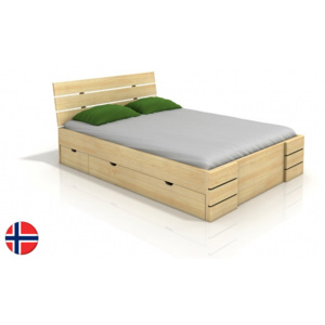 Manželská posteľ 160 cm Naturlig Lorenskog High Drawers (borovica) (s roštom). . Vlastná spoľahlivá doprava až k Vám domov
