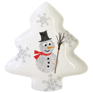 Dekoratívna tácka z kostného porcelánu s vianočným motívom PPD Im a Snowman